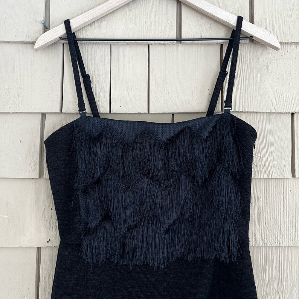 Banana Republic New Black Mini Dress with Fringe size 8